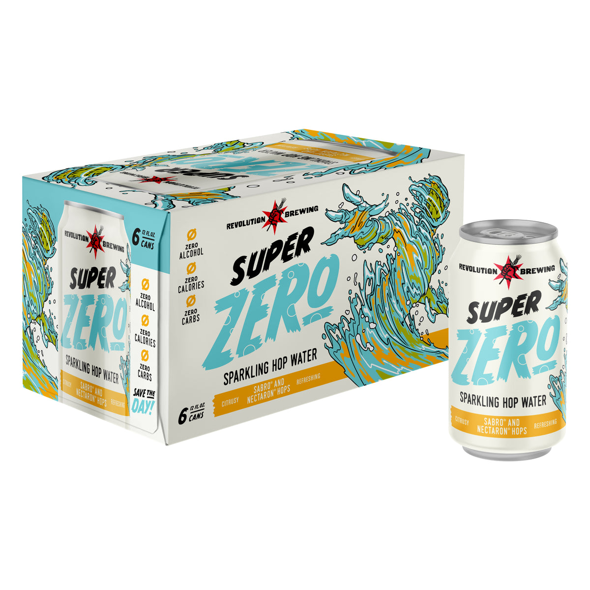 SuperZero NonAlcoholic Hop Water (6pack) Revolution Brewing