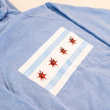 Chicago Flag Zip-Up Hoodie - Blue Heather