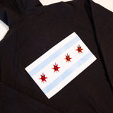 Chicago Flag Zip-Up Hoodie - Black
