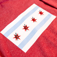 Chicago Flag Zip-Up Hoodie - Red Heather