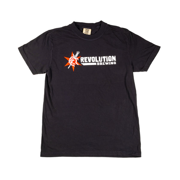 Revolution Stacked Logo Tee - Black - Revolution Brewing